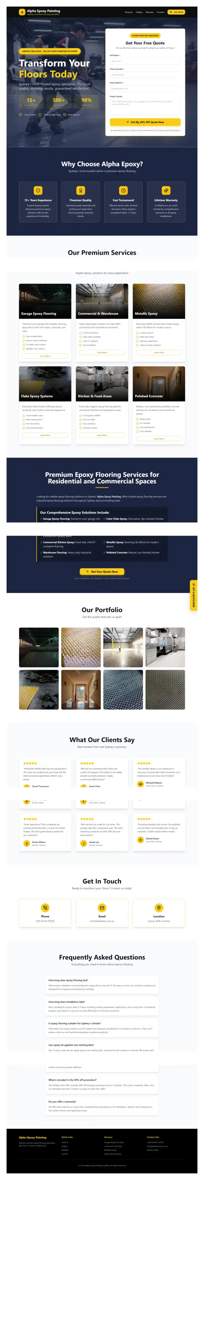 Alpha Epoxy Floors - website redesign Sydney portfolio