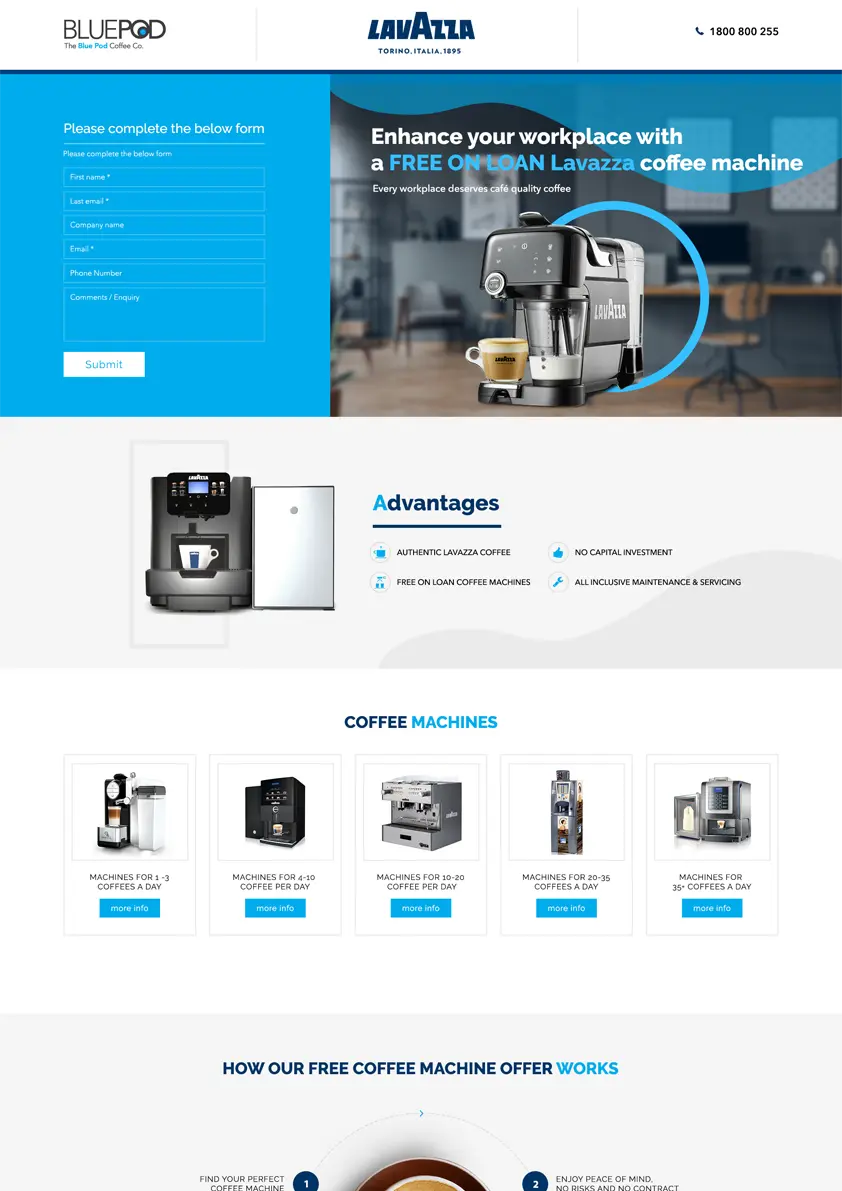 Lavazza Coffee Machines - website redesign Sydney portfolio