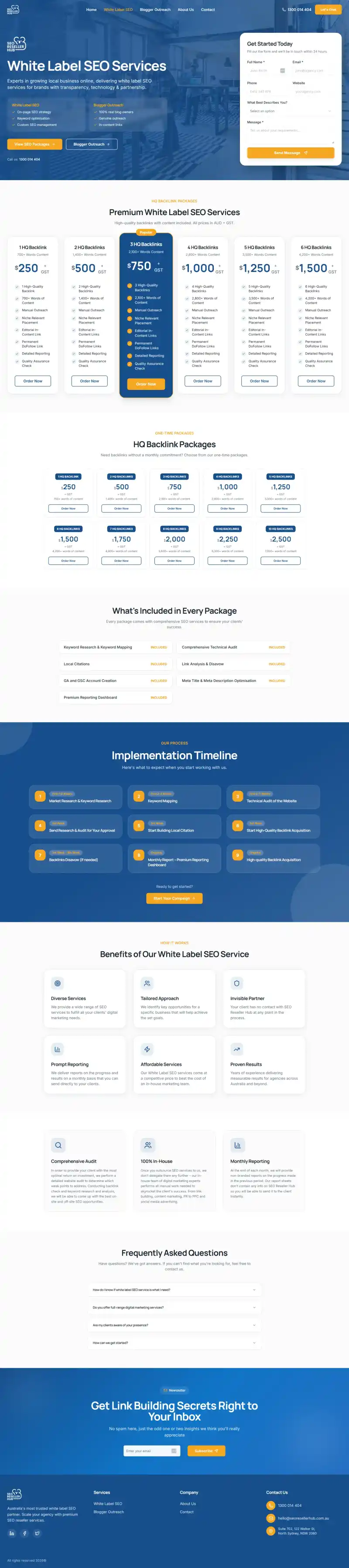 SEO Reseller Hub - website redesign Sydney portfolio